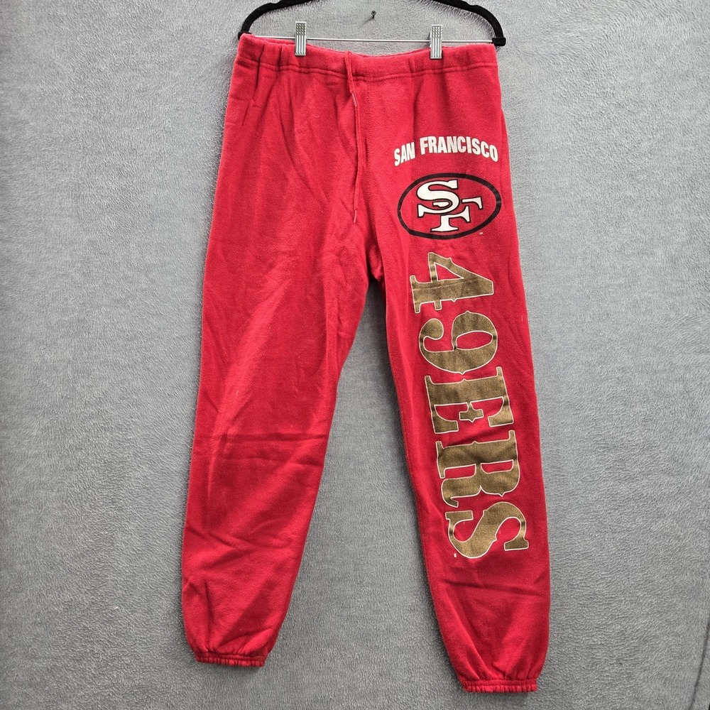 VINTAGE San Francisco 49ers Women Pants M Red Artex Graphic Sweatpants 90s‎ USA